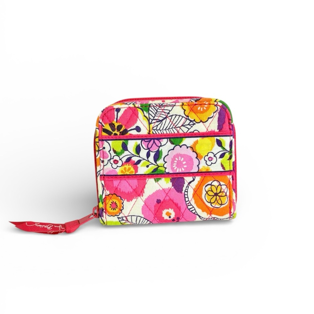 Vera Bradley Mini Zip Zip-Around Pink Floral Feminine Preppy Wallet Clementine